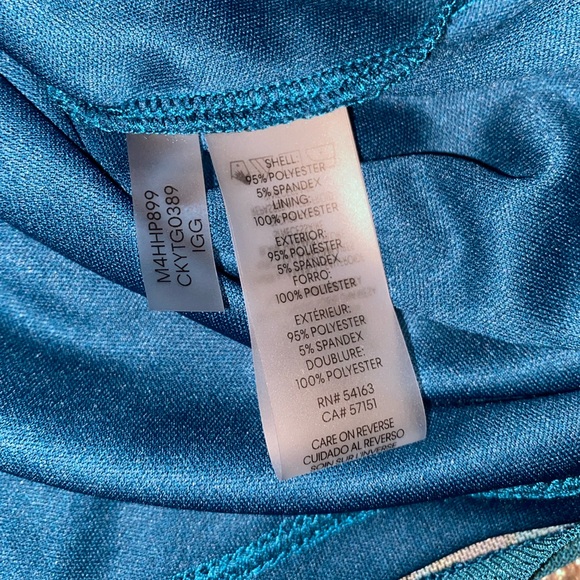 Calvin Klein Teal Floral Short Sleeve Top - Picture 3 of 4